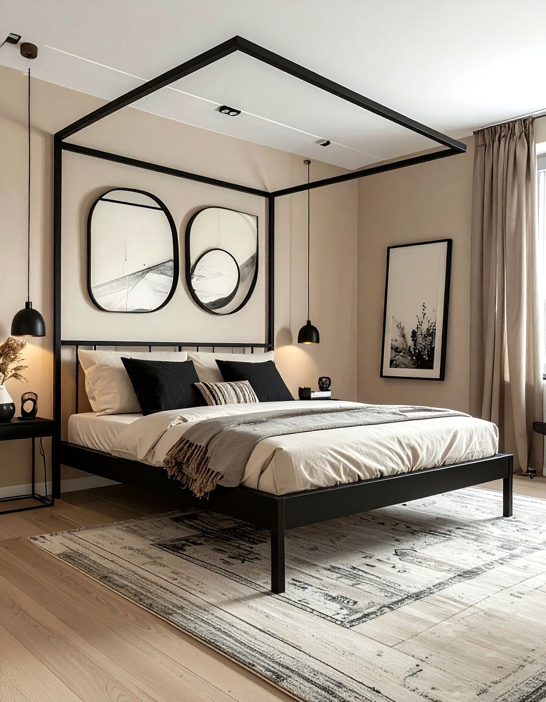 Beige Bedroom With Black Accents - 30 beige bedroom design ideas