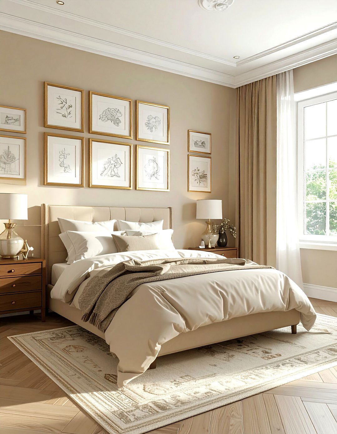 Beige Bedroom With Gallery Wall - 30 traditional beige bedroom ideas