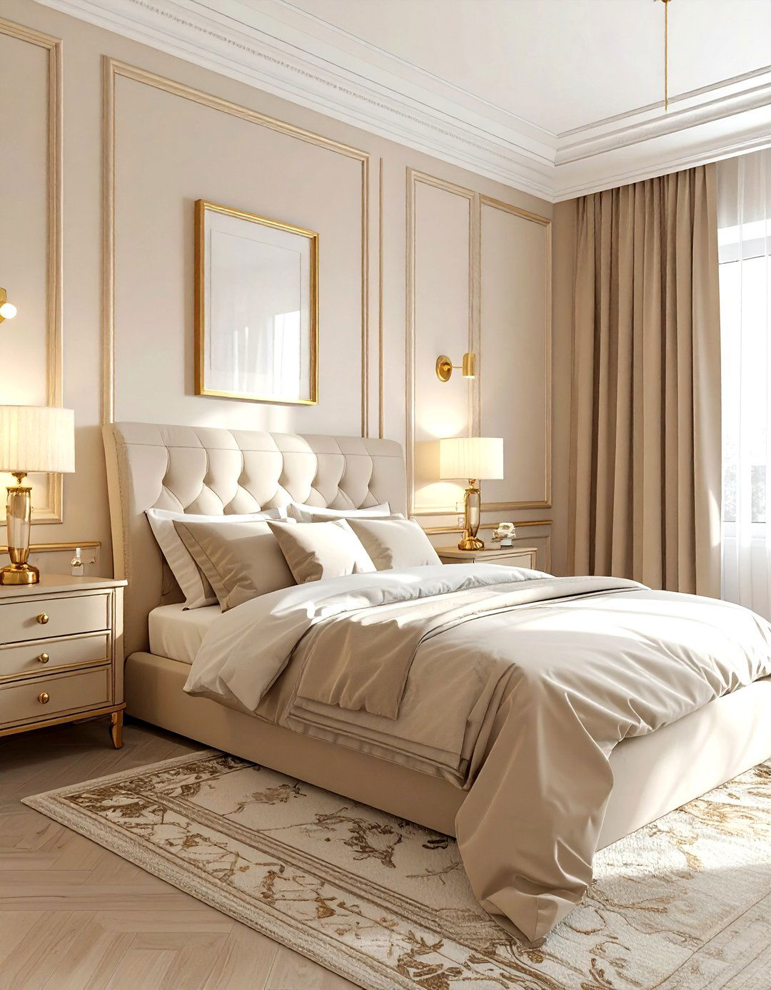 Beige Bedroom With Gold Accents - 30 traditional beige bedroom ideas