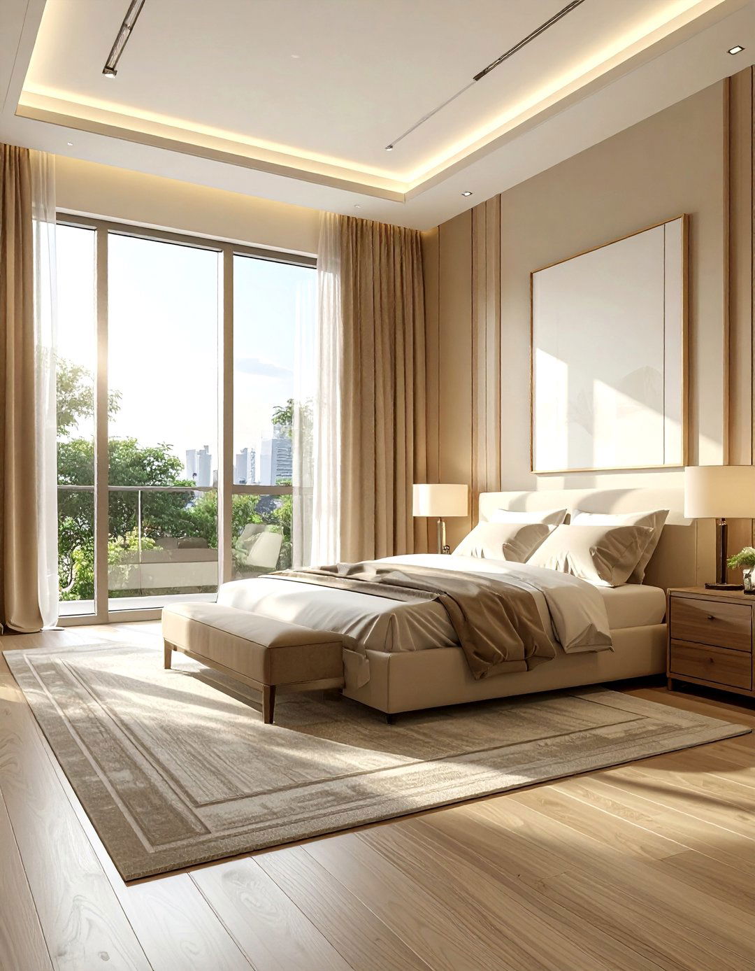 Beige Bedroom With Large Windows - 30 beige bedroom ideas
