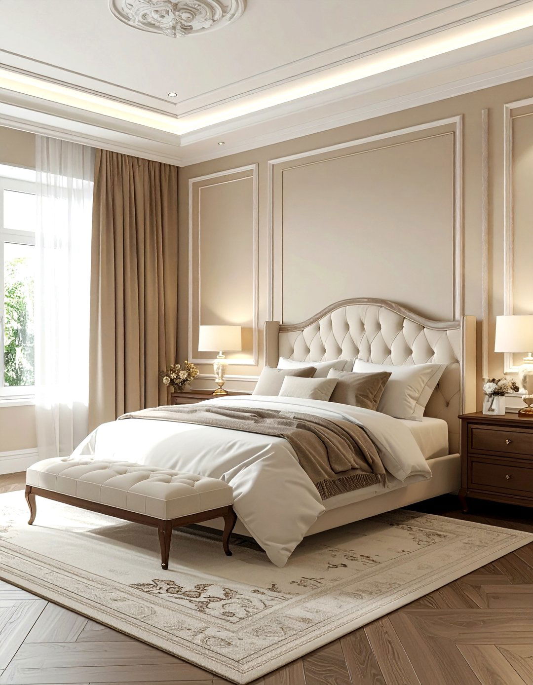 Beige Bedroom With Wainscoting - 30 traditional beige bedroom ideas