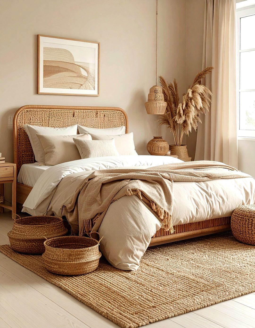 Beige Bedroom Woven Textures - 30 minimalist beige bedroom ideas