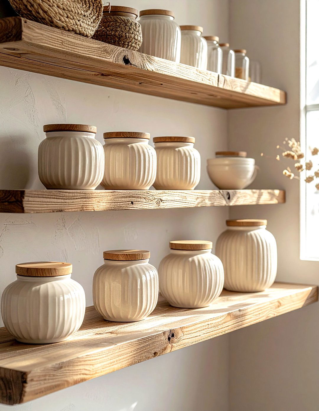 Beige Ceramic Canisters - 30 beige kitchen accessories ideas