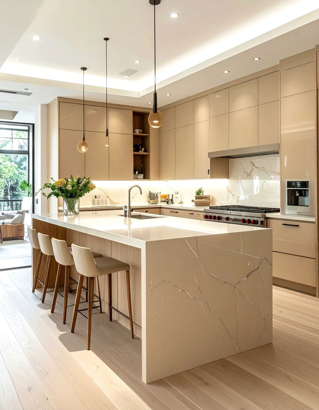 Beige Corian Kitchen - 30 Corian kitchen ideas