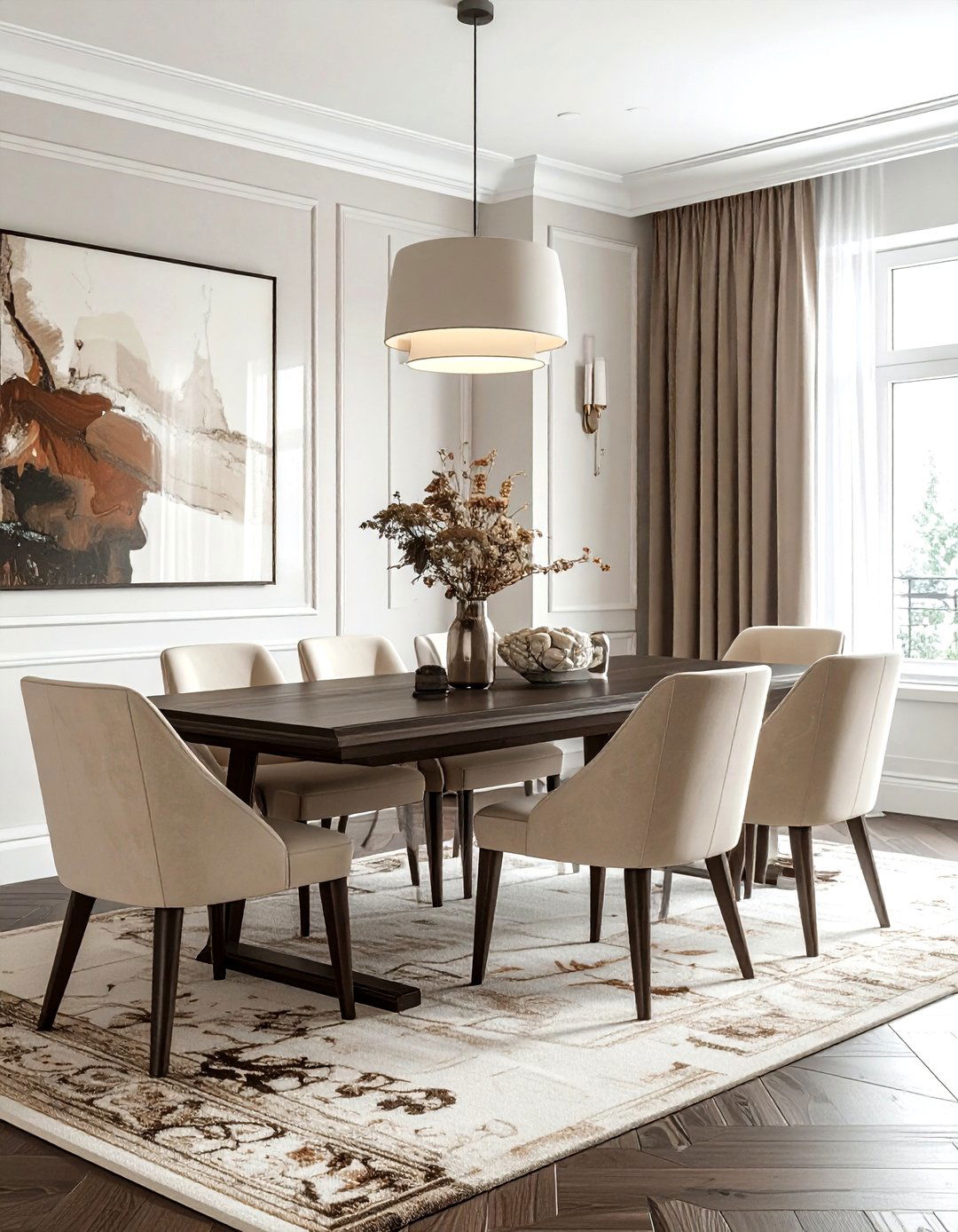 Beige Dining Chairs - 30 painted dining room furniture ideas