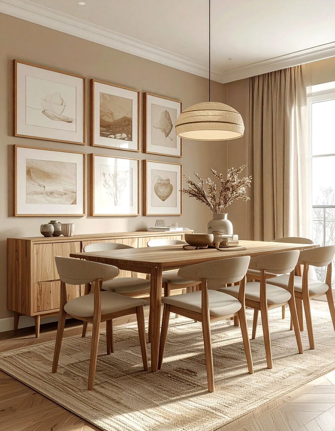 Beige Dining Room Gallery Wall - 30 beige dining room decor ideas