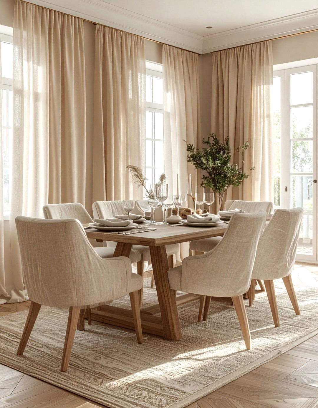 Beige Dining Room Linen Textures - 30 beige dining room decor ideas