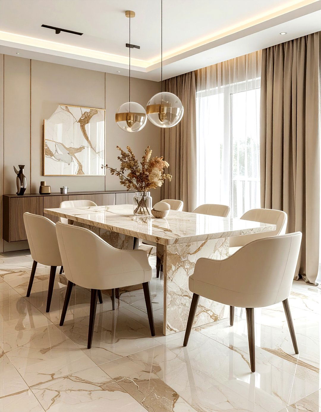 Beige Dining Room Marble Table - 30 beige dining room decor ideas