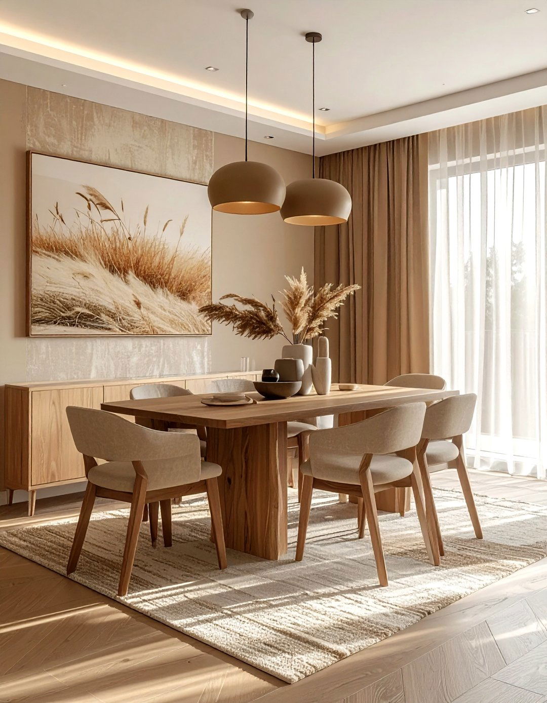 Beige Dining Room Textured Wallpaper - 30 beige dining room decor ideas