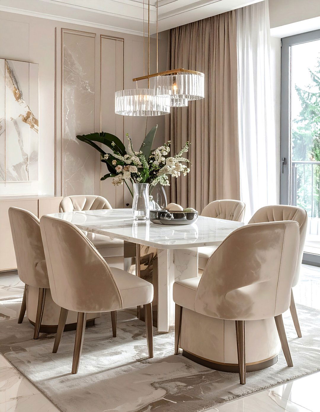 Beige Dining Room Velvet Chairs - 30 beige dining room decor ideas