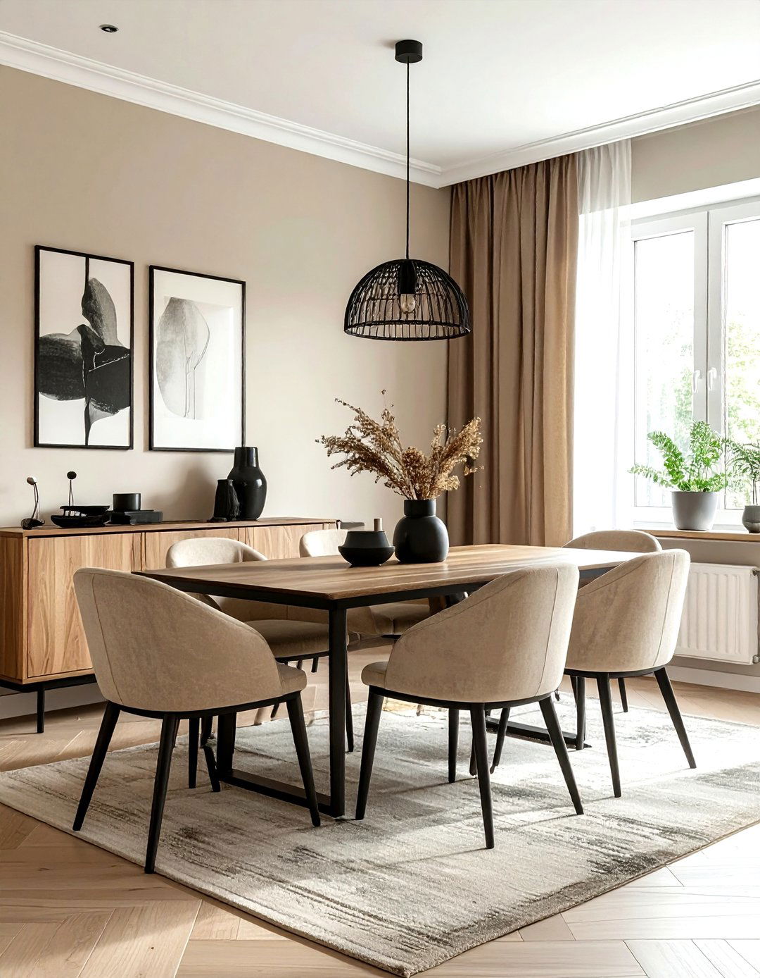 Beige Dining Room With Black Accents - 30 beige dining room ideas