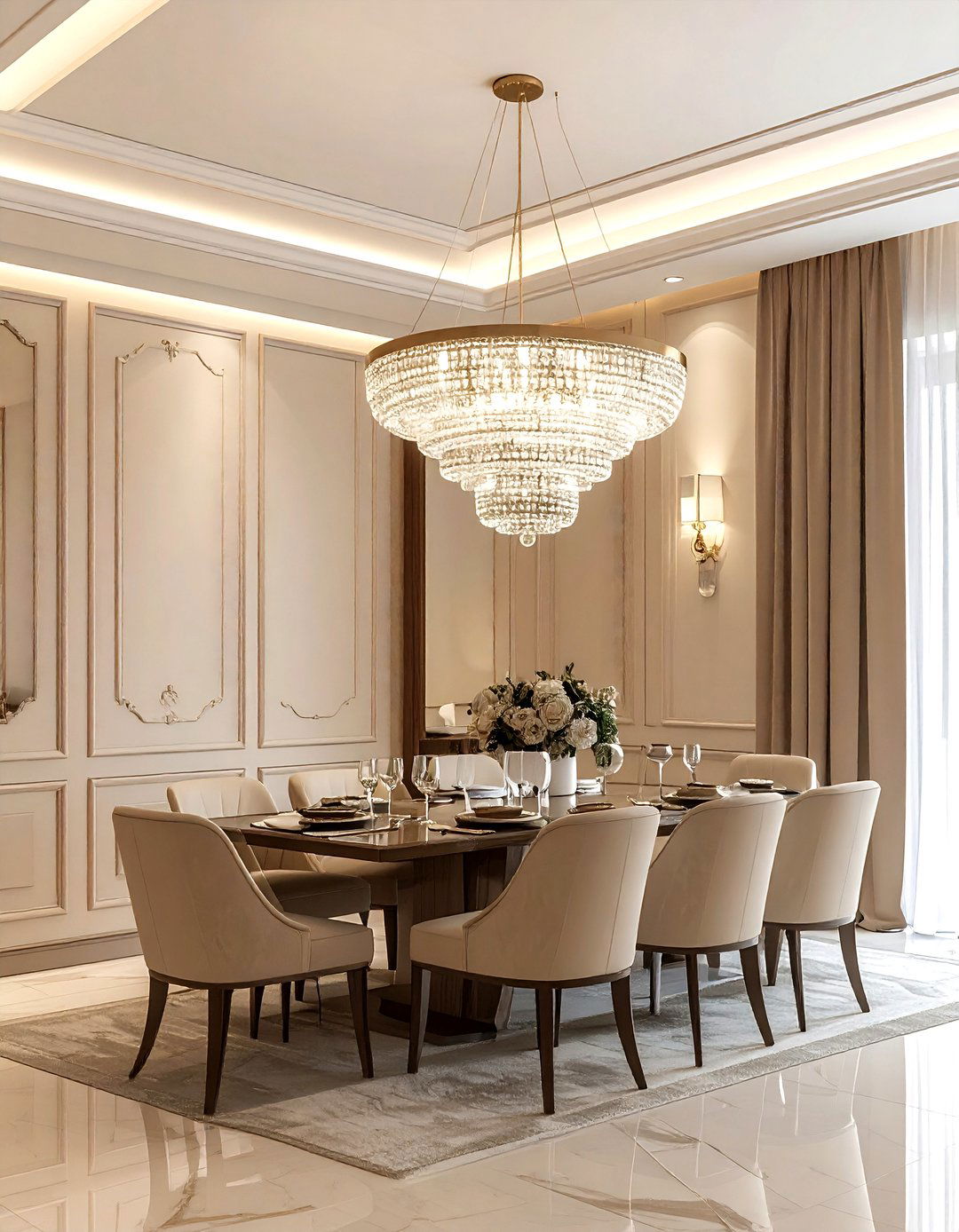 Beige Dining Room With Chandelier - 30 beige dining room ideas