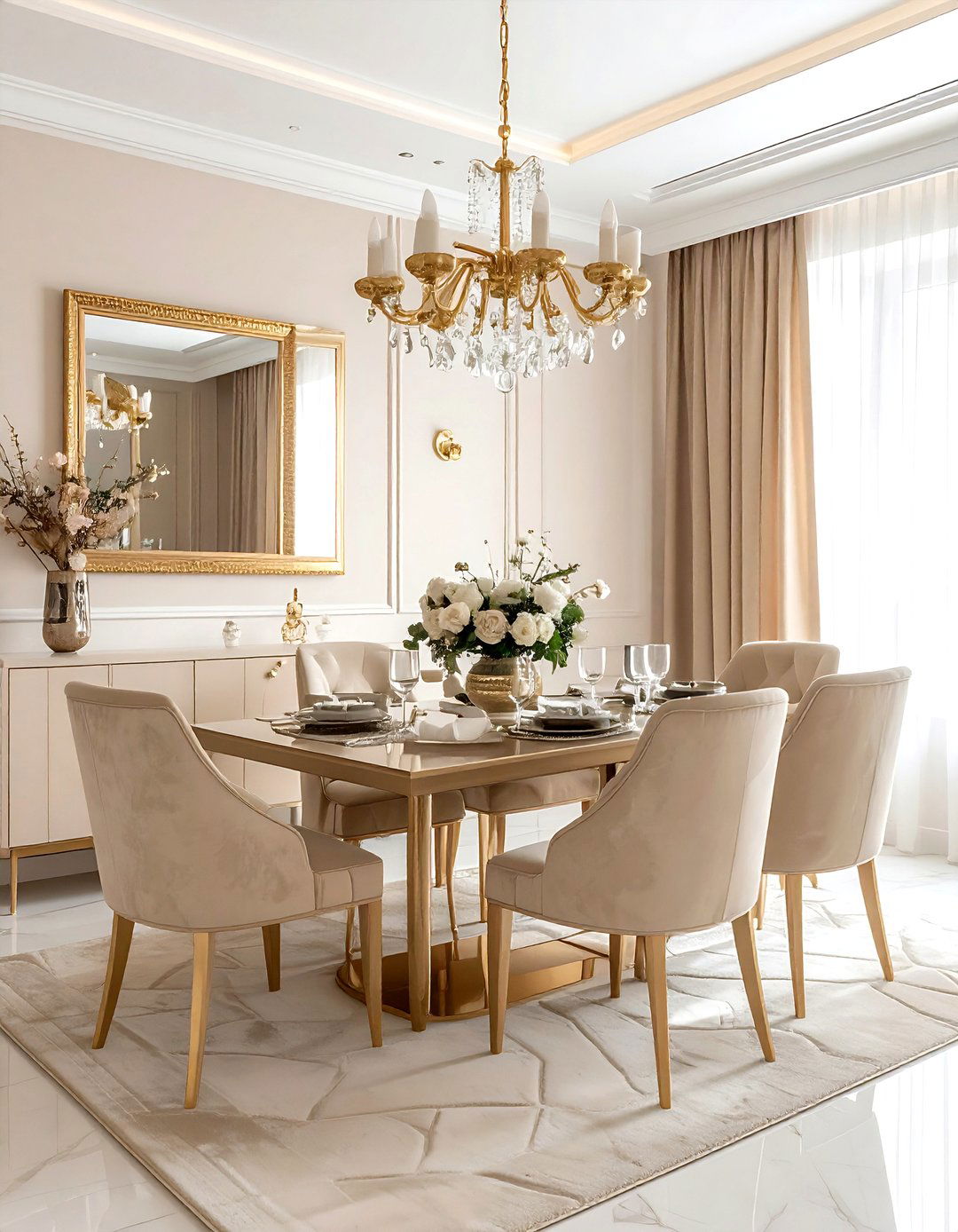 Beige Dining Room With Gold Accents - 30 beige dining room ideas