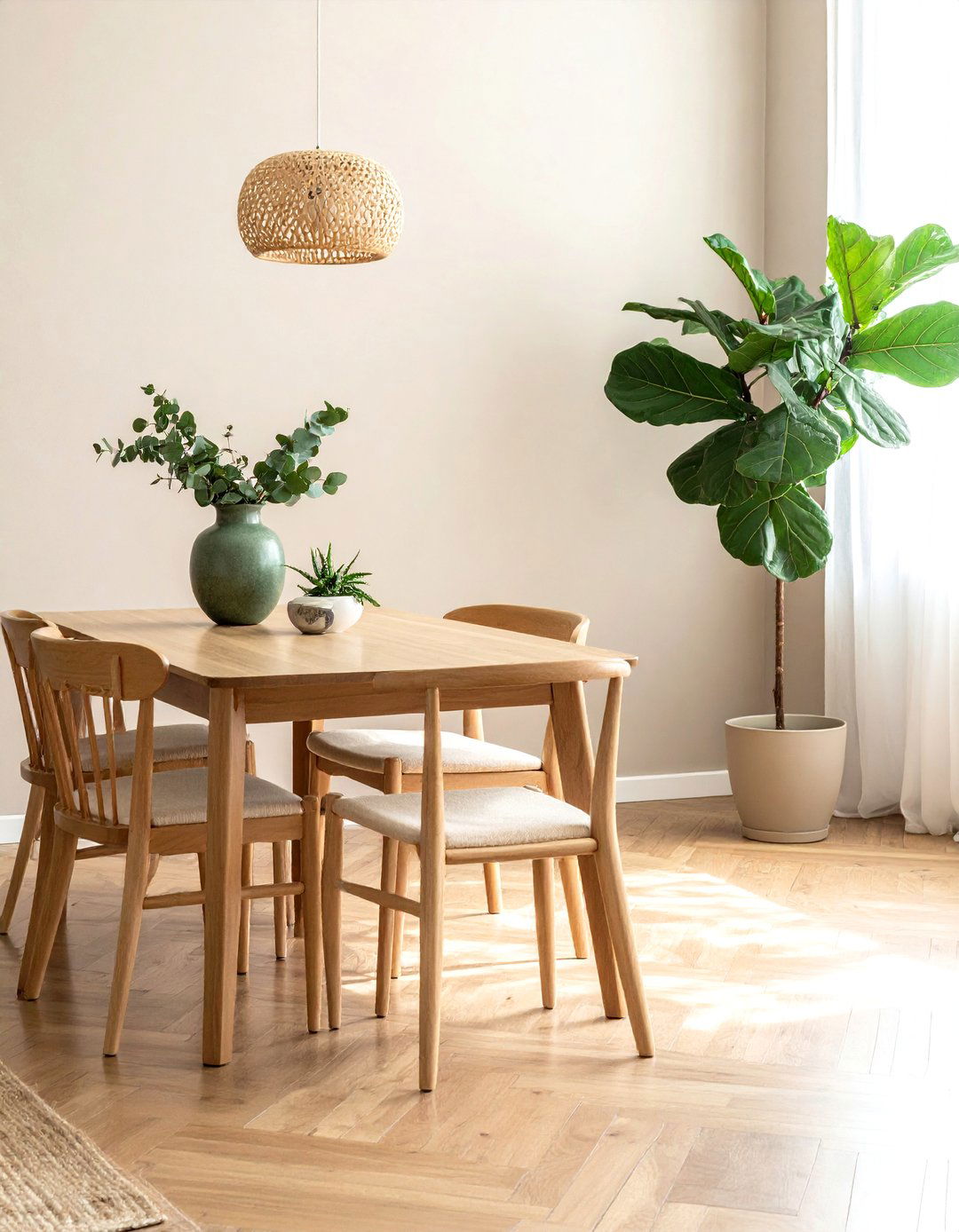 Beige Dining Room With Greenery - 30 beige dining room ideas