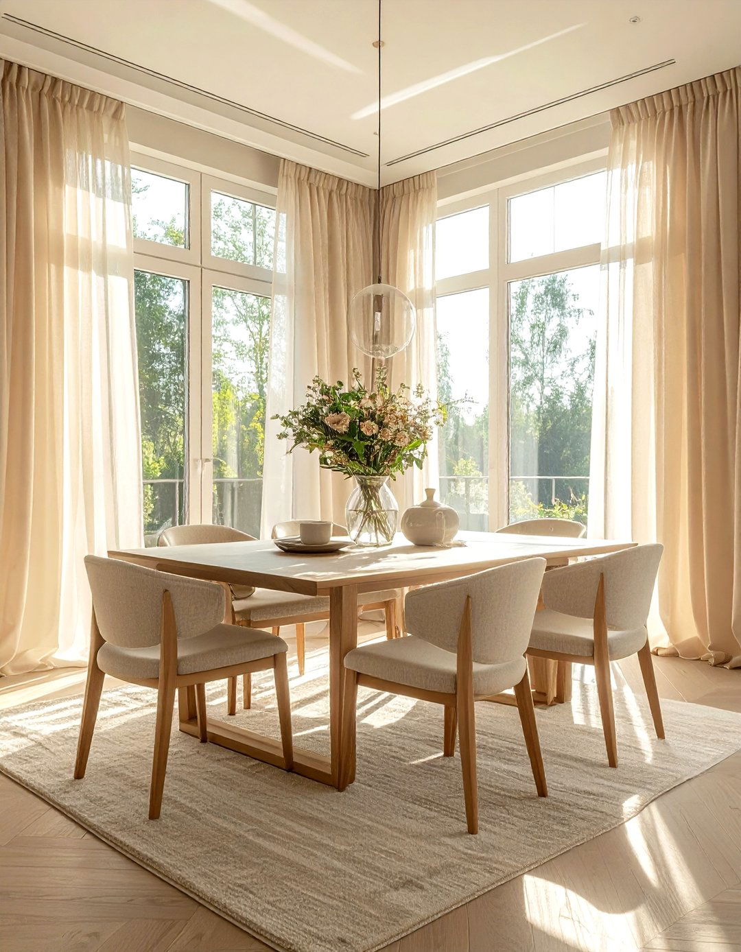 Beige Dining Room With Large Windows - 30 beige dining room ideas
