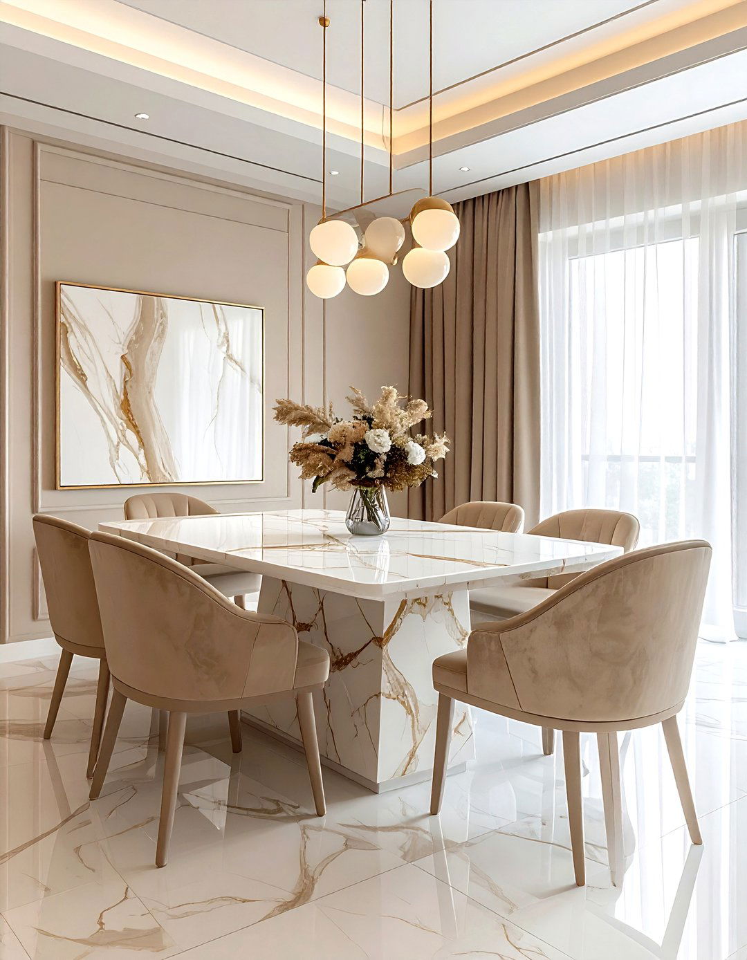Beige Dining Room With Marble Table - 30 beige dining room ideas