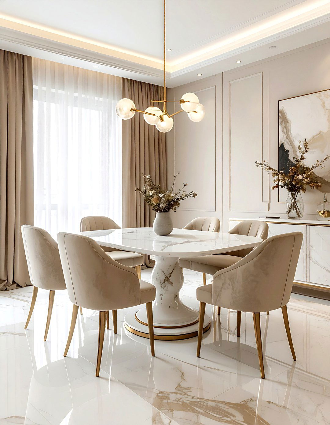 Beige Dining Room With Marble Table - 30 beige dining room design ideas