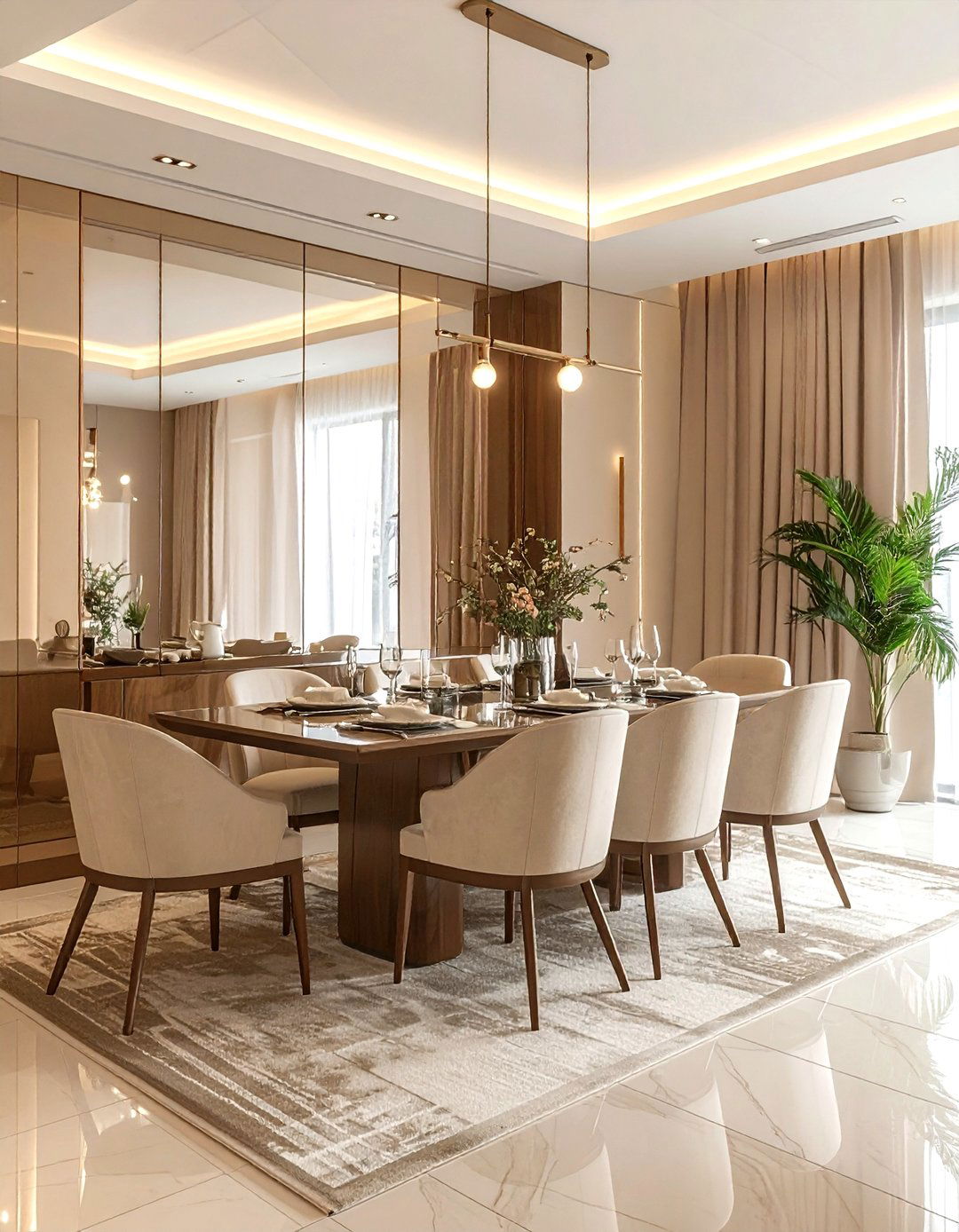 Beige Dining Room With Mirror - 30 beige dining room ideas