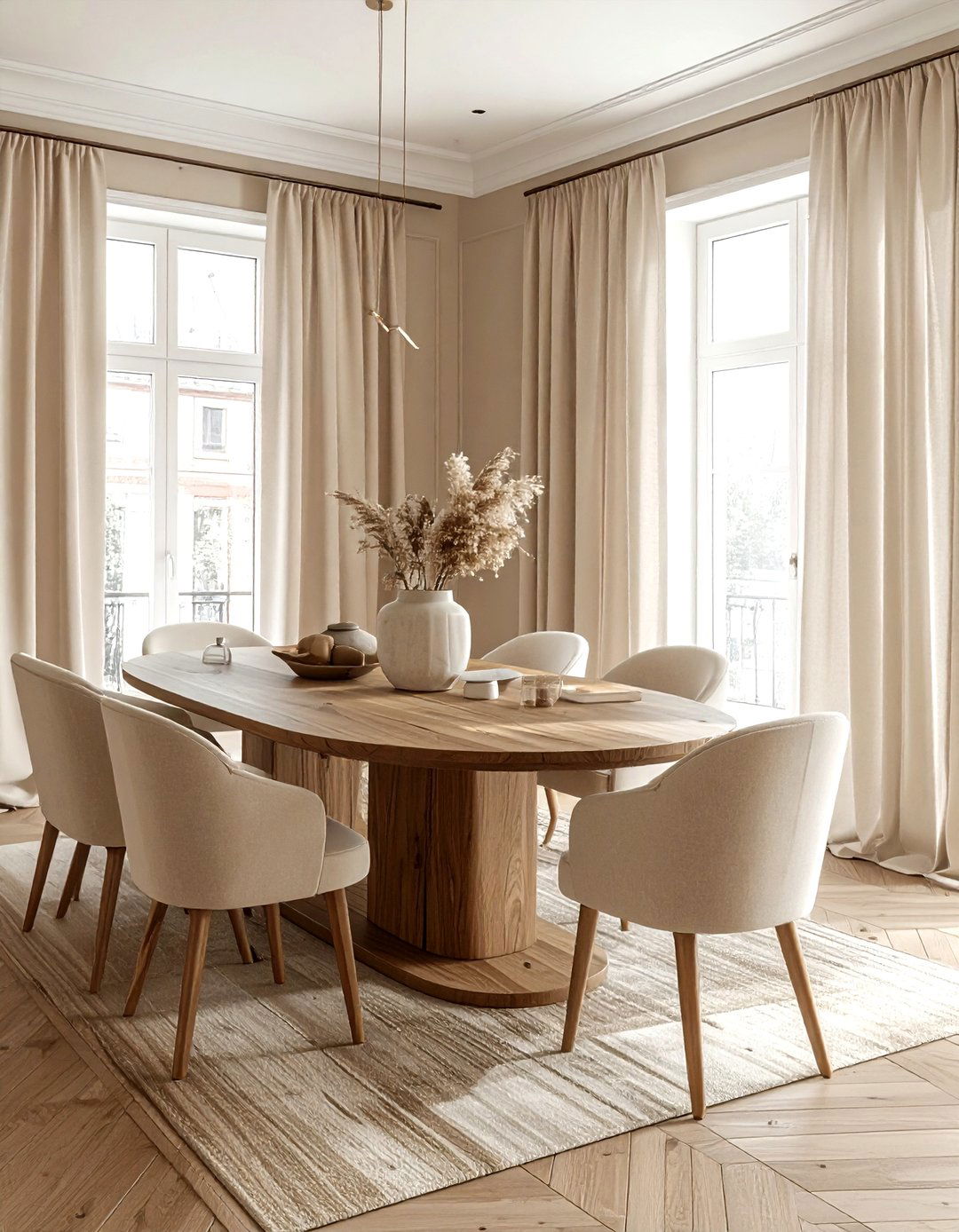 Beige Dining Room With Oval Table - 30 beige dining room ideas