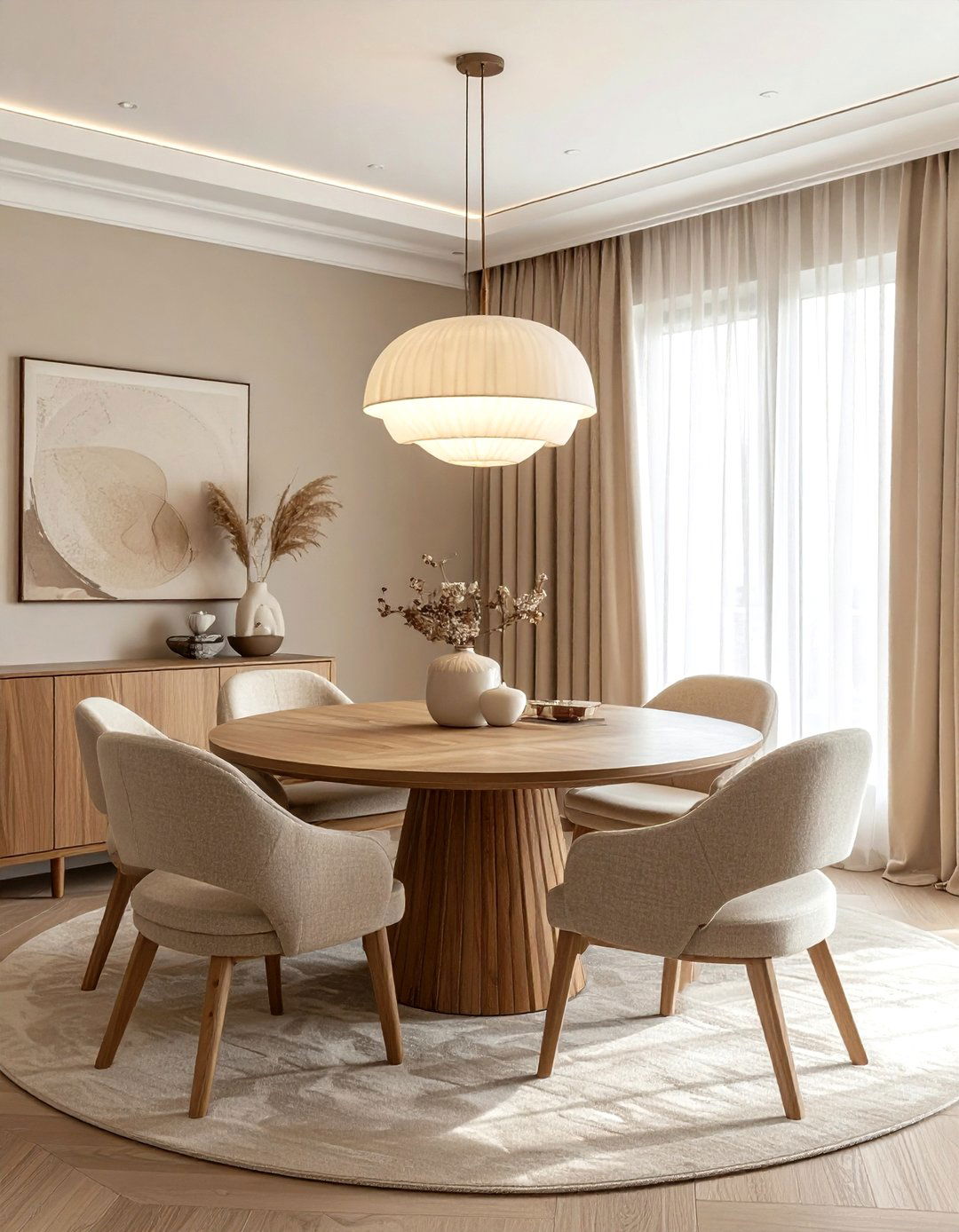 Beige Dining Room With Round Table - 30 beige dining room ideas