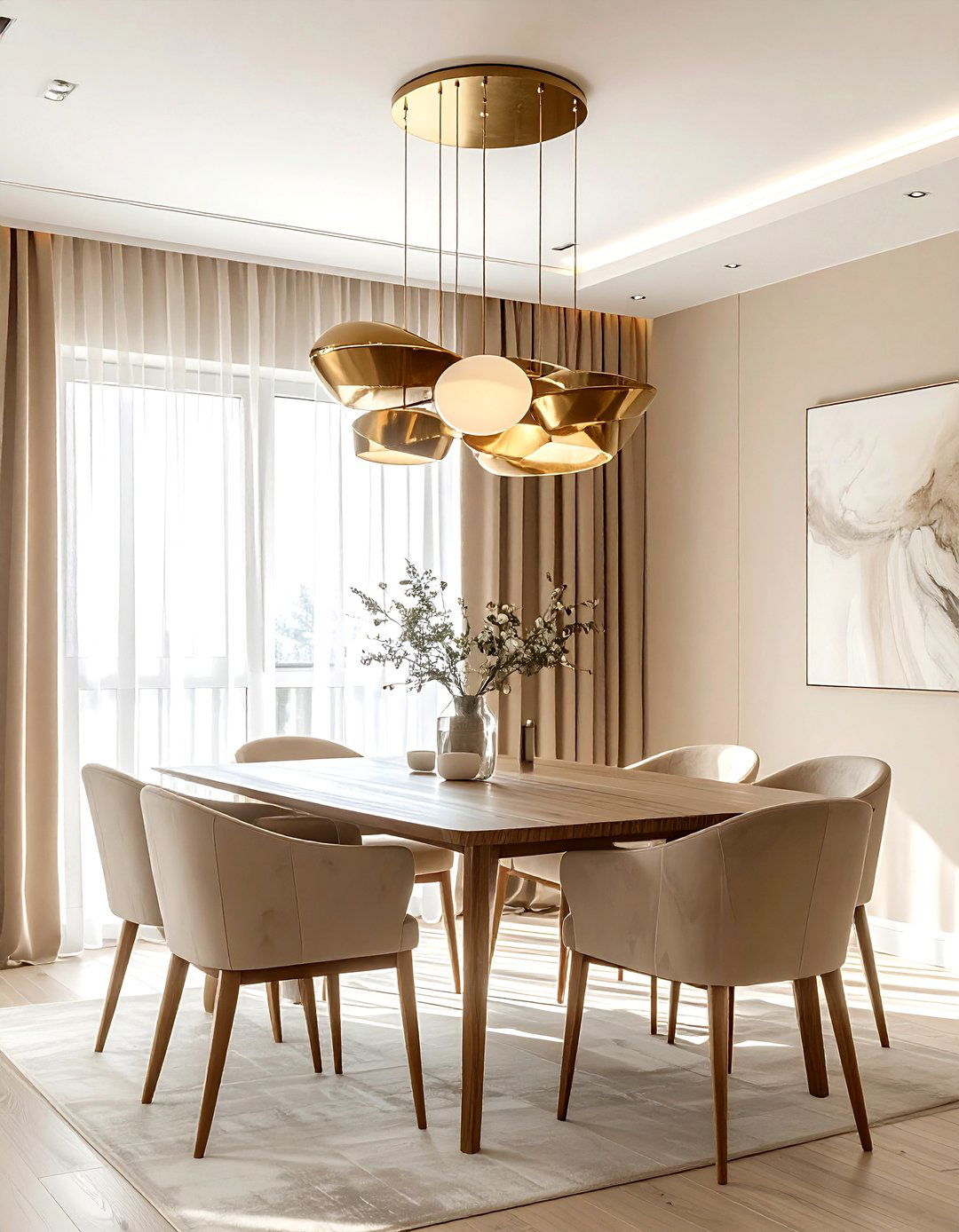 Beige Dining Room With Statement Lighting - 30 beige dining room design ideas