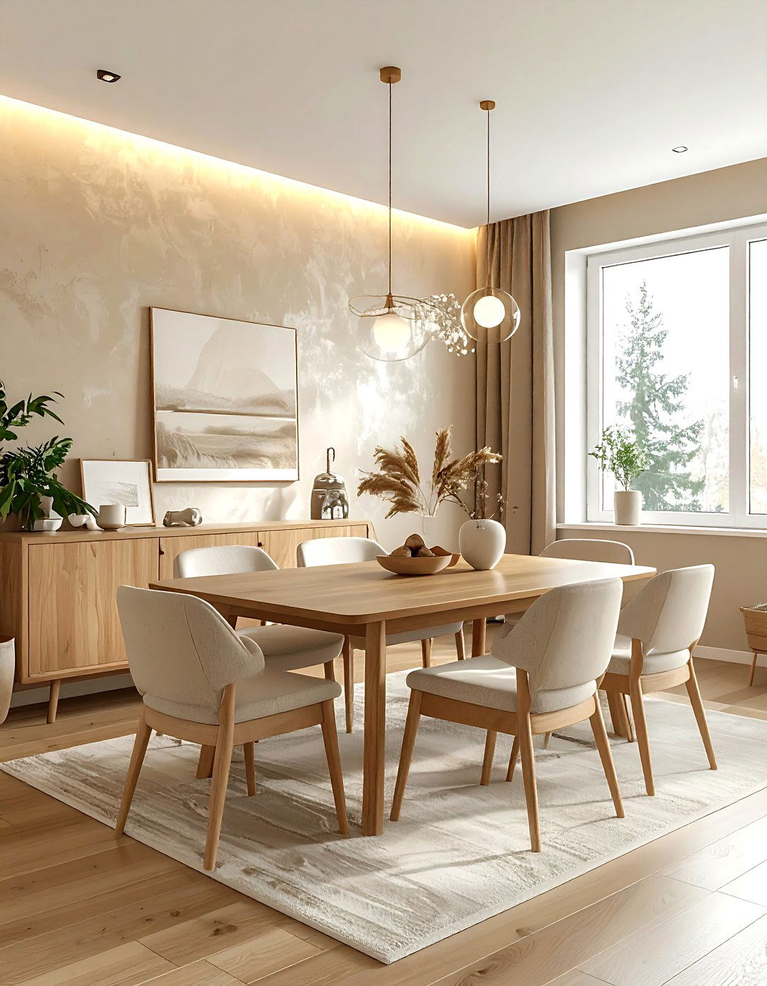 Beige Dining Room With Textured Wallpaper - 30 beige dining room design ideas