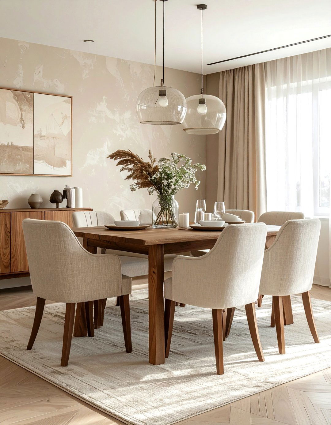 Beige Dining Room With Upholstered Chairs - 30 beige dining room ideas