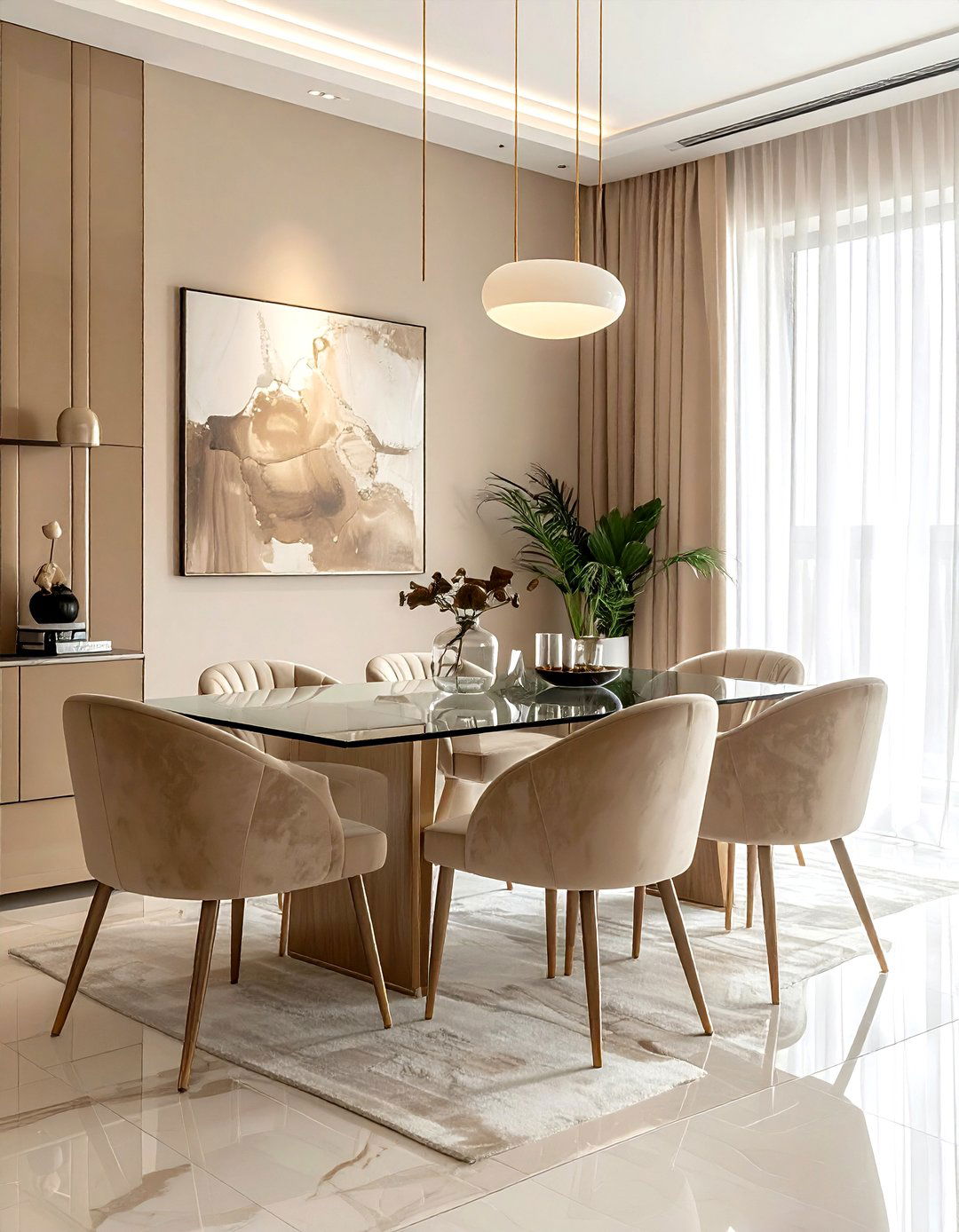 Beige Dining Room With Velvet Chairs - 30 beige dining room design ideas