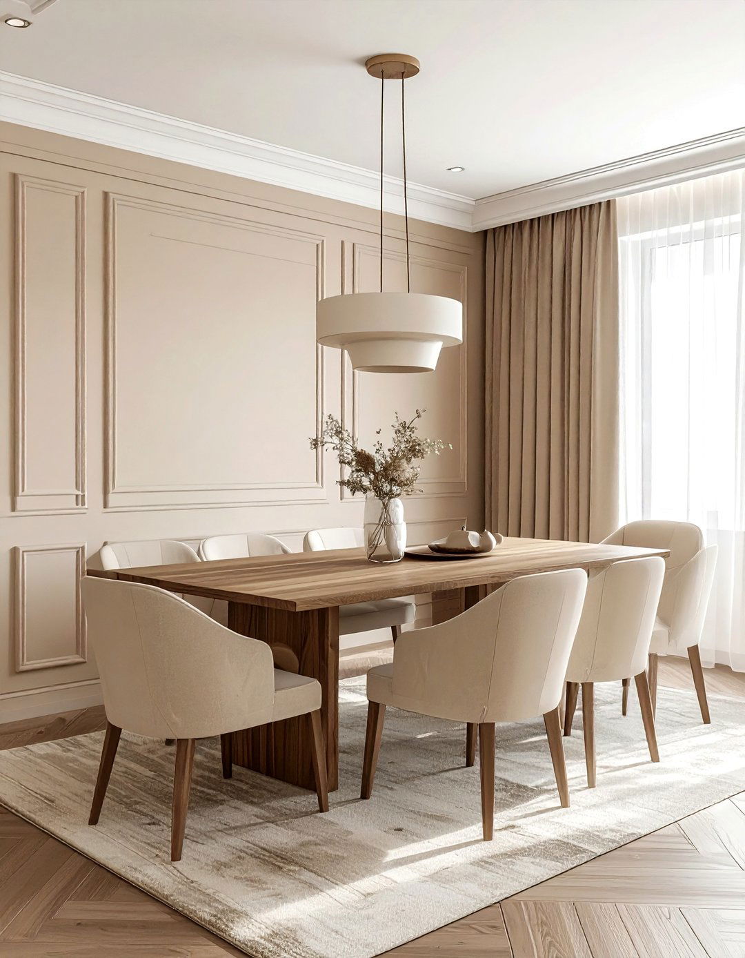 Beige Dining Room With Wall Paneling - 30 beige dining room design ideas