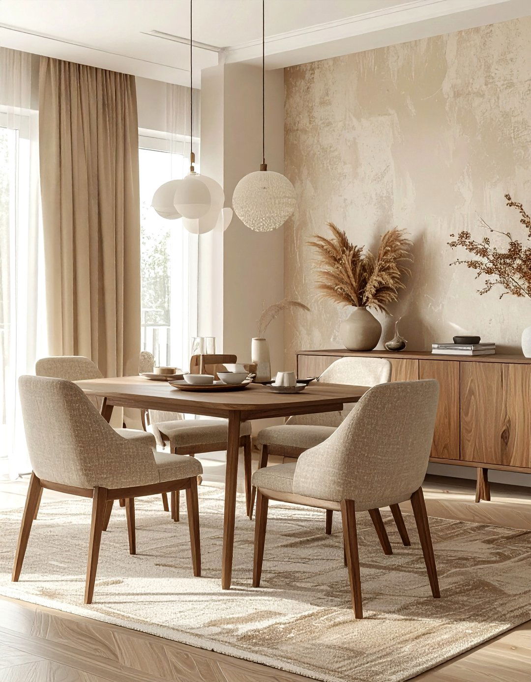Beige Dining Room With Wallpaper - 30 beige dining room ideas