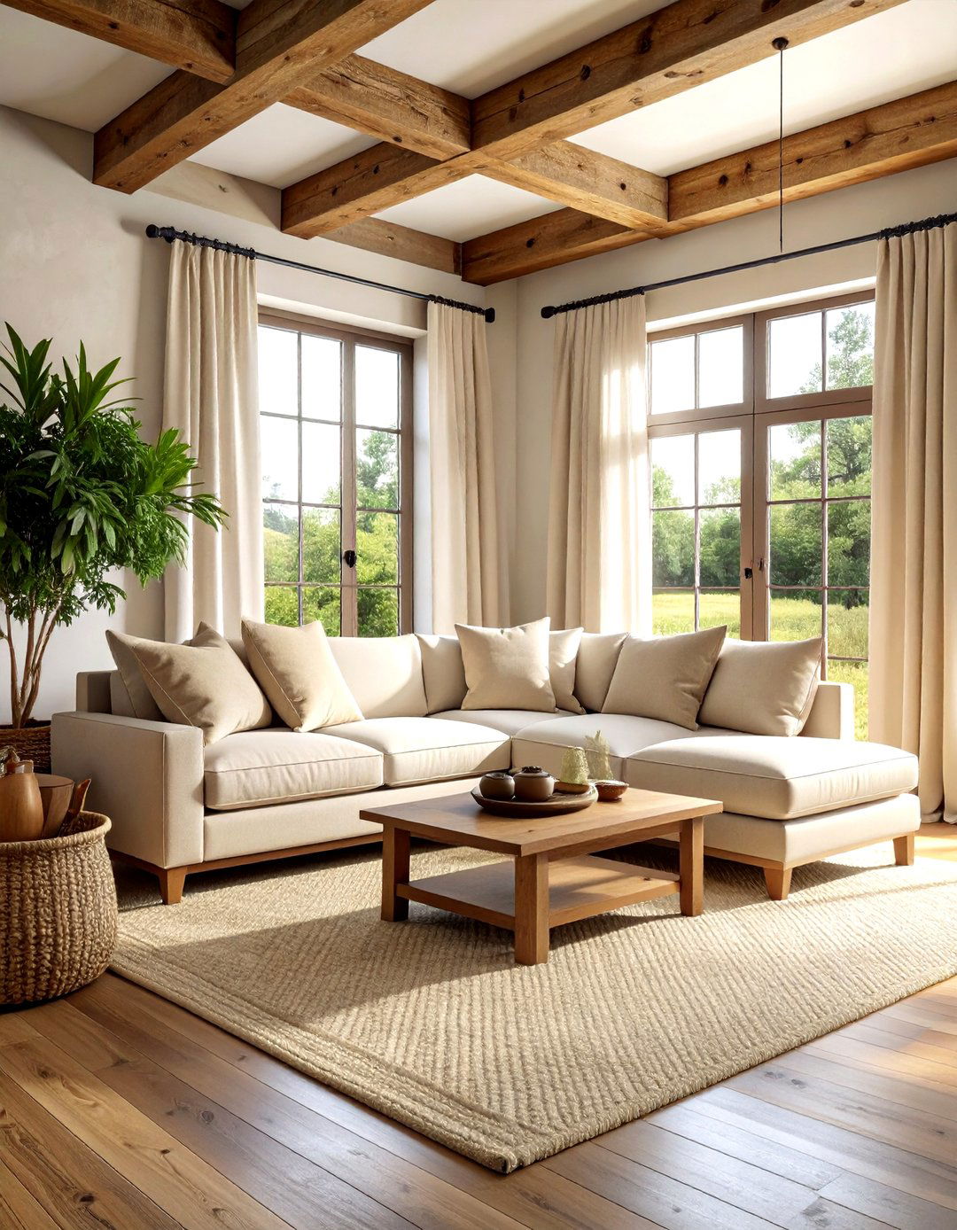 Beige Easy Clean Slipcovered Sofa - 30 living room performance fabric sofa ideas