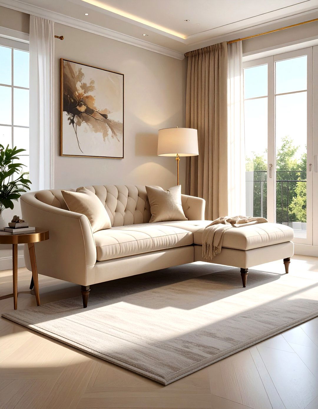 Beige Fabric Chaise Living Room - 30 living room transitional furniture ideas