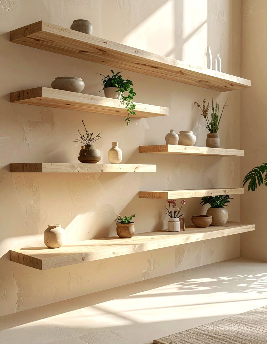Beige Floating Shelves - 30 beige kitchen decor ideas