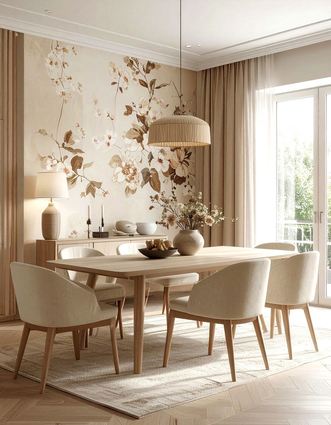 Beige Floral Dining Room - 30 floral dining room ideas