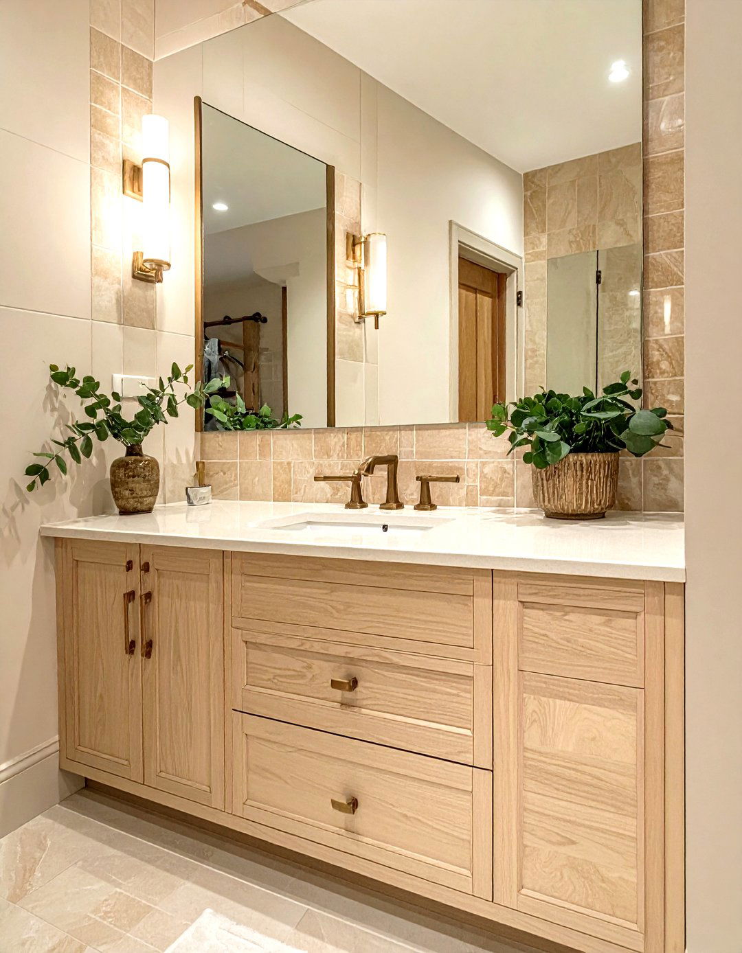 Beige Glass Tile Bathroom Vanity - 30 glass tile bathroom ideas