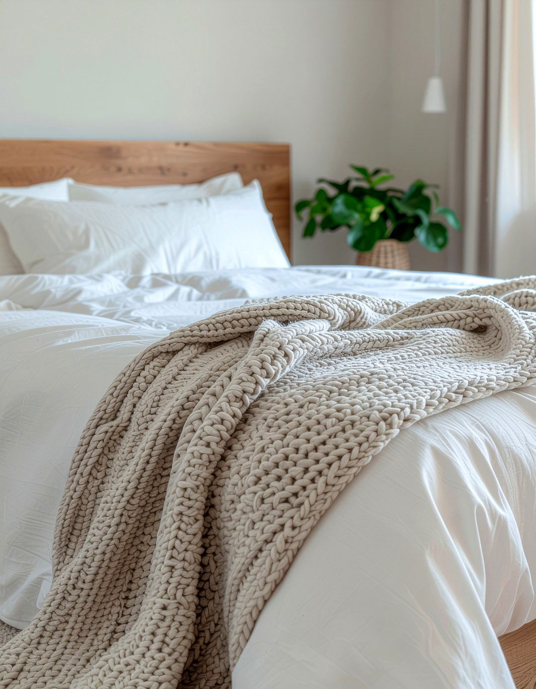 Beige Hand Knit Throw - 30 bedroom chunky knit throws