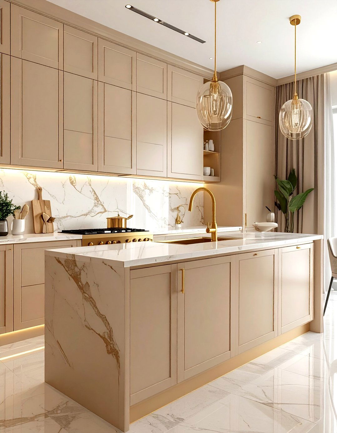 Beige Kitchen Gold Fixtures - 30 warm beige kitchen ideas