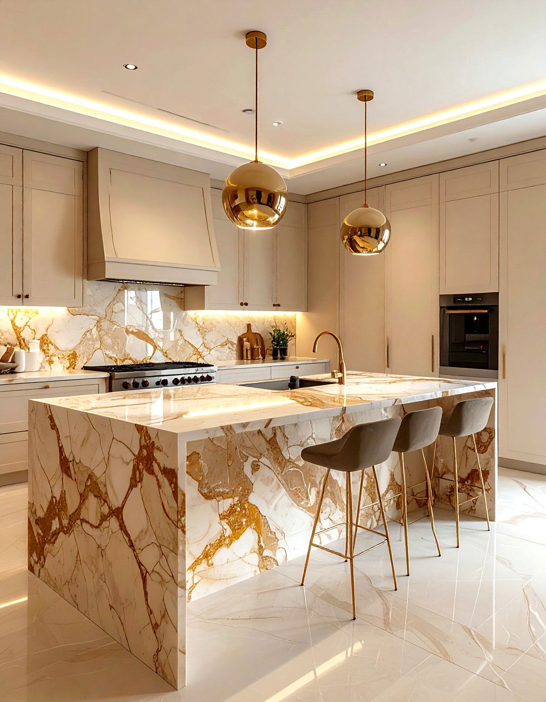 Beige Kitchen Marble Countertop - 30 warm beige kitchen ideas
