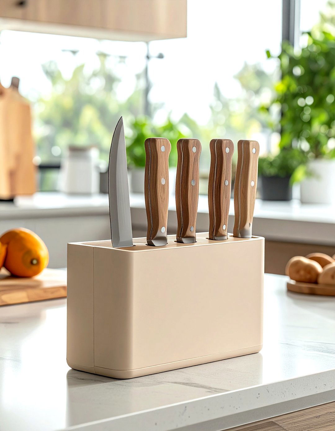 Beige Knife Block - 30 beige kitchen accessories ideas