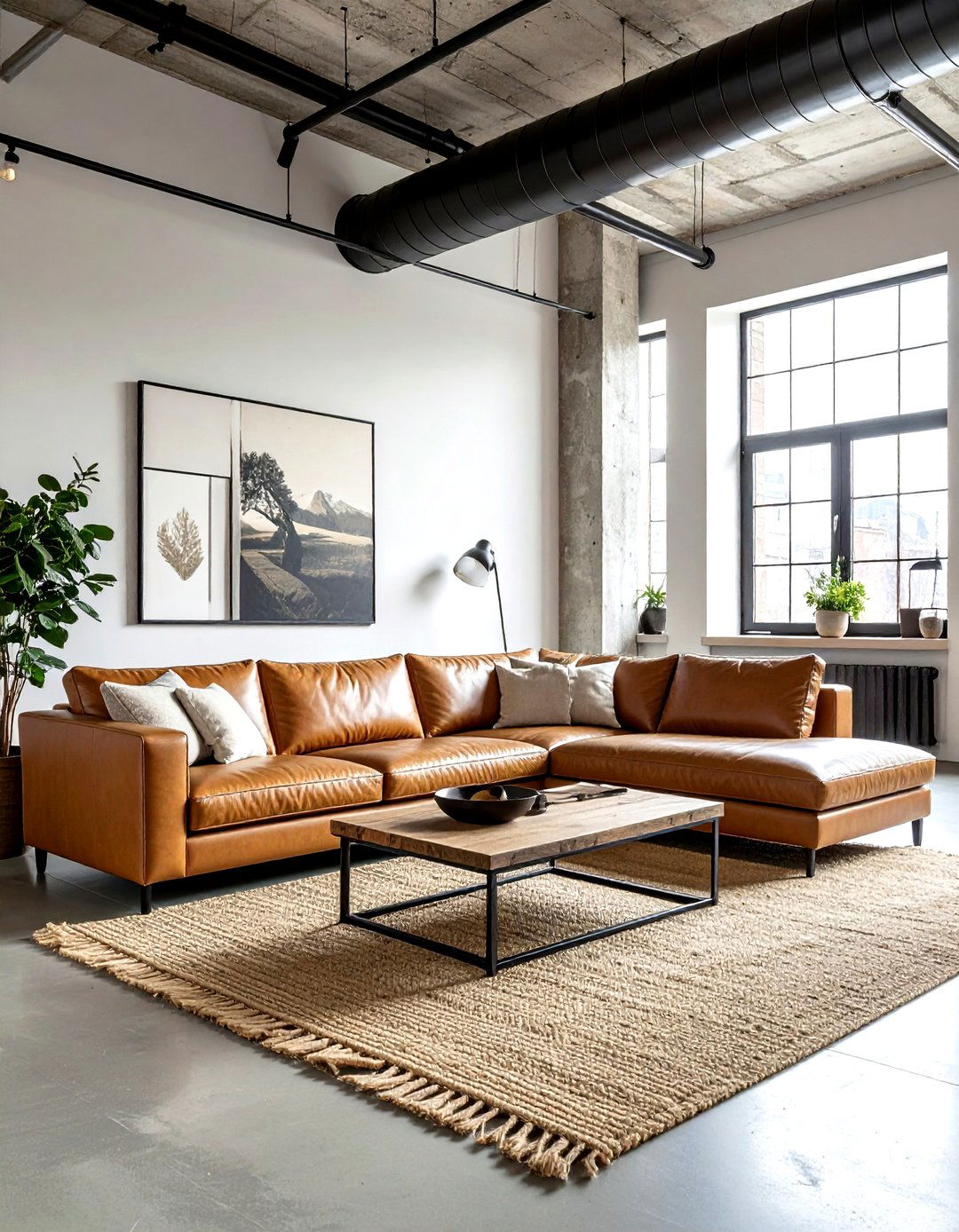 Beige Leather Sofa Industrial Style - 30 industrial beige living room ideas