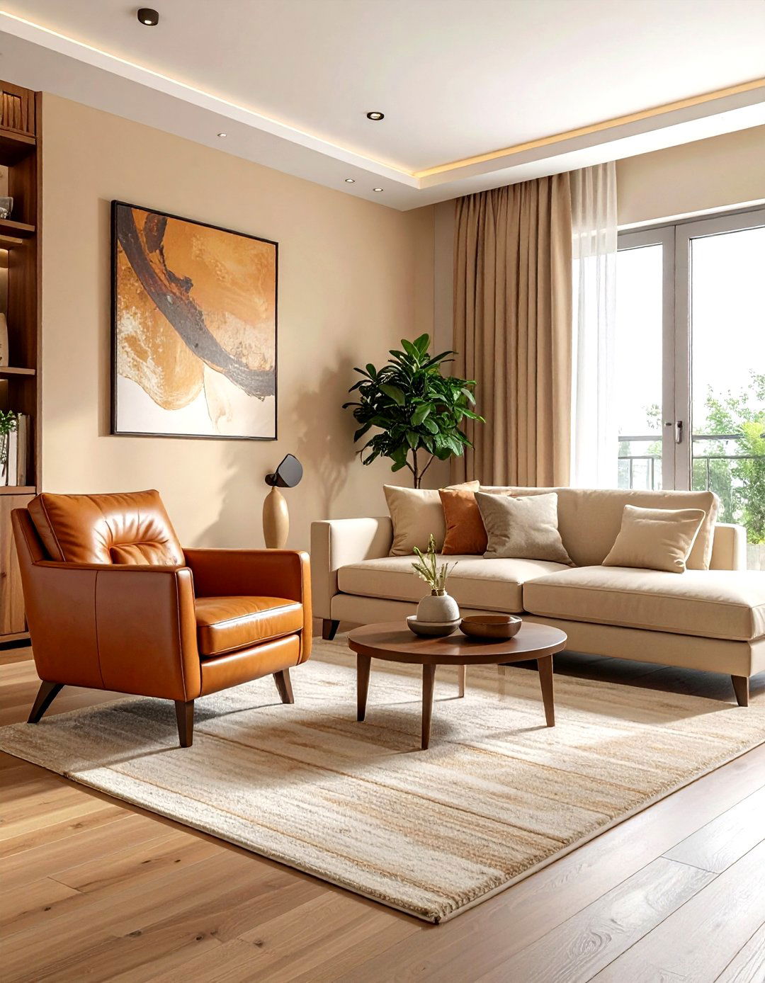 Beige Living Room With Leather Accents - 30 scandinavian beige living room ideas