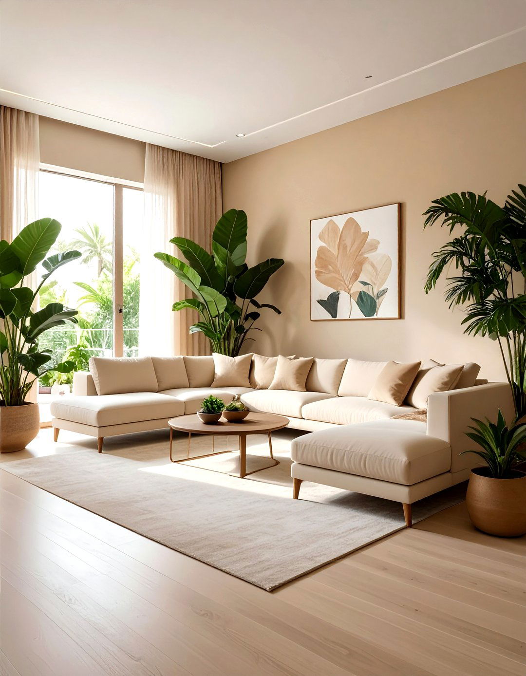 Beige Living Room With Plants - 30 minimalist beige living room ideas