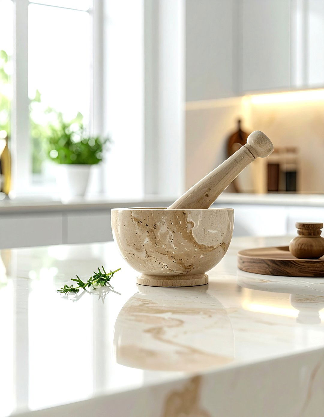 Beige Mortar And Pestle - 30 beige kitchen accessories ideas