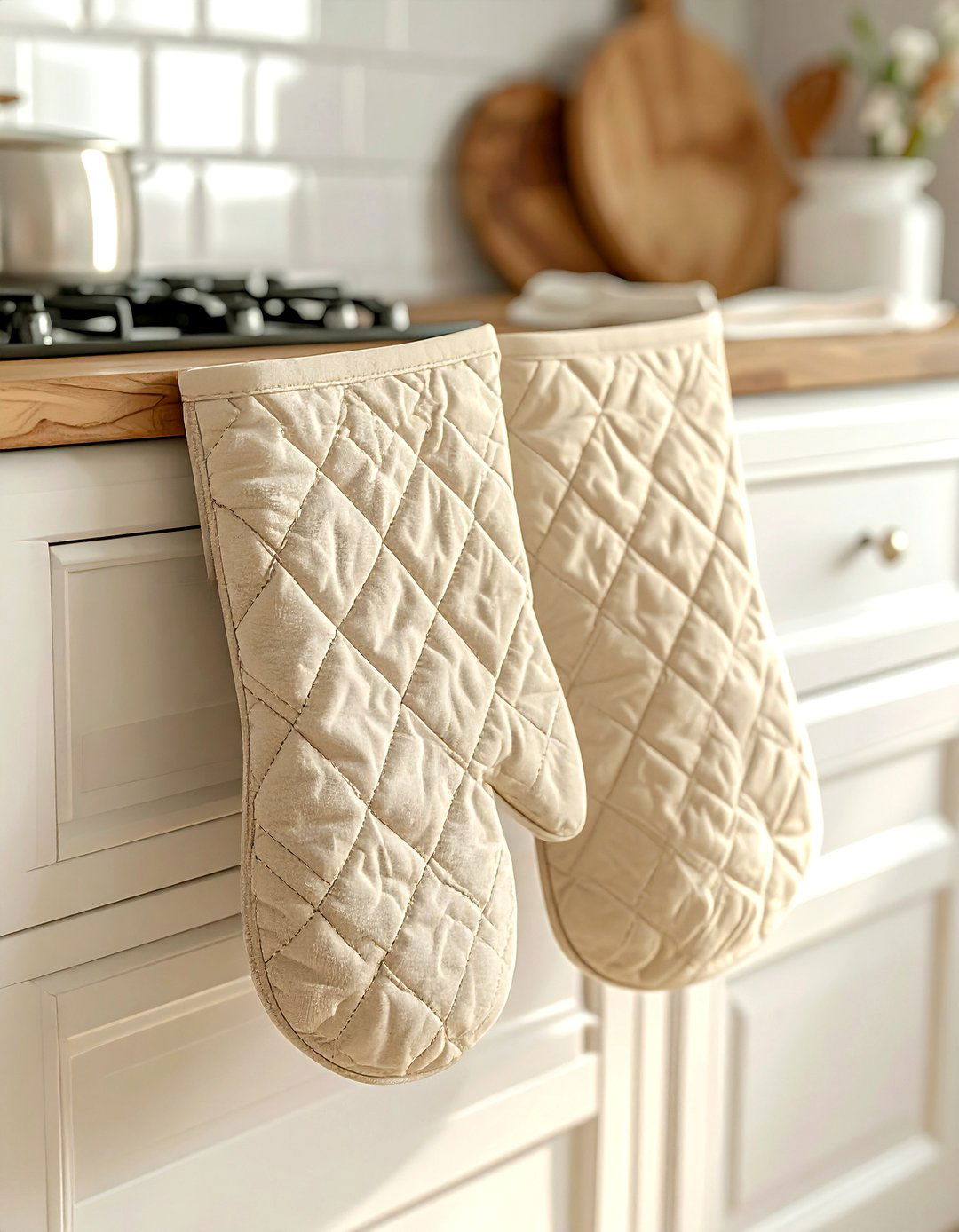 Beige Oven Mitts - 30 beige kitchen accessories ideas