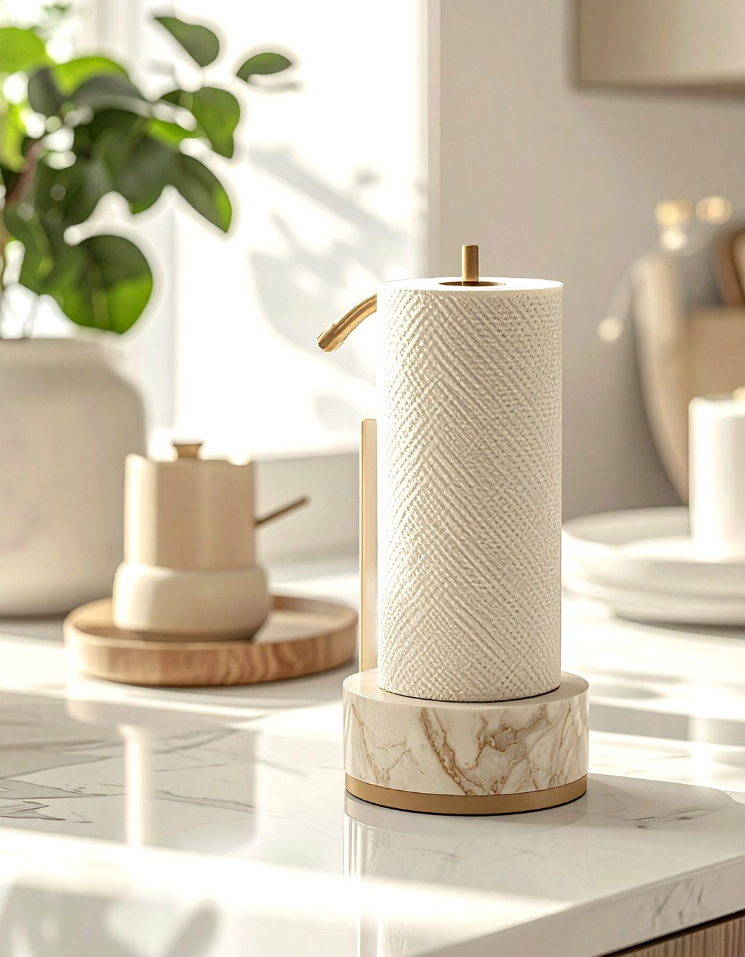Beige Paper Towel Holder - 30 beige kitchen accessories ideas