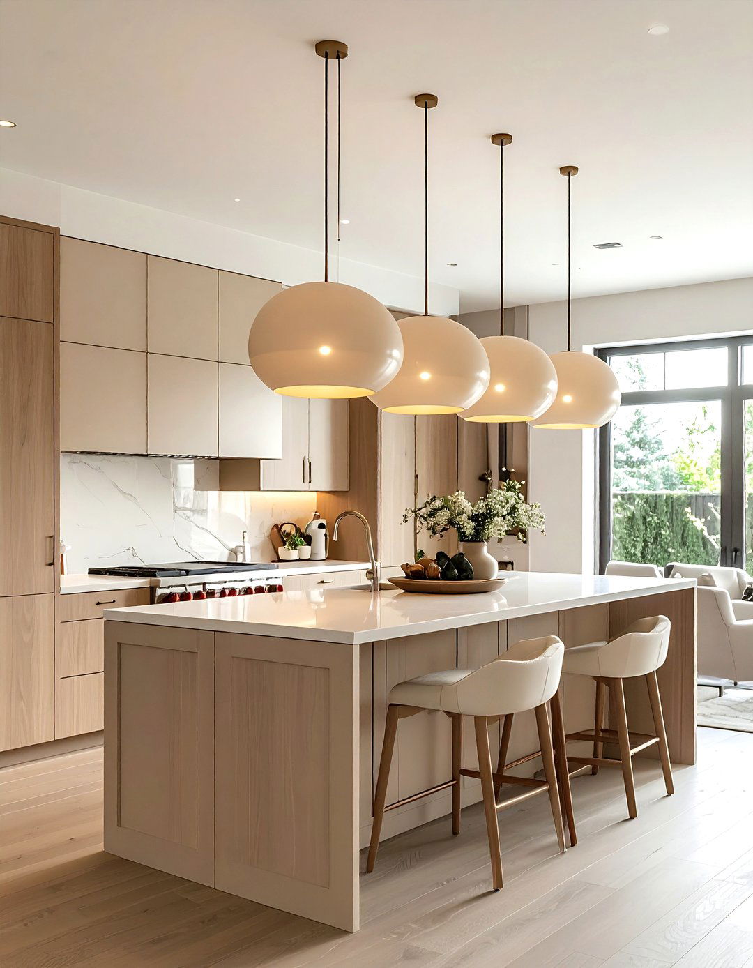 Beige Pendant Lights - 30 beige kitchen decor ideas