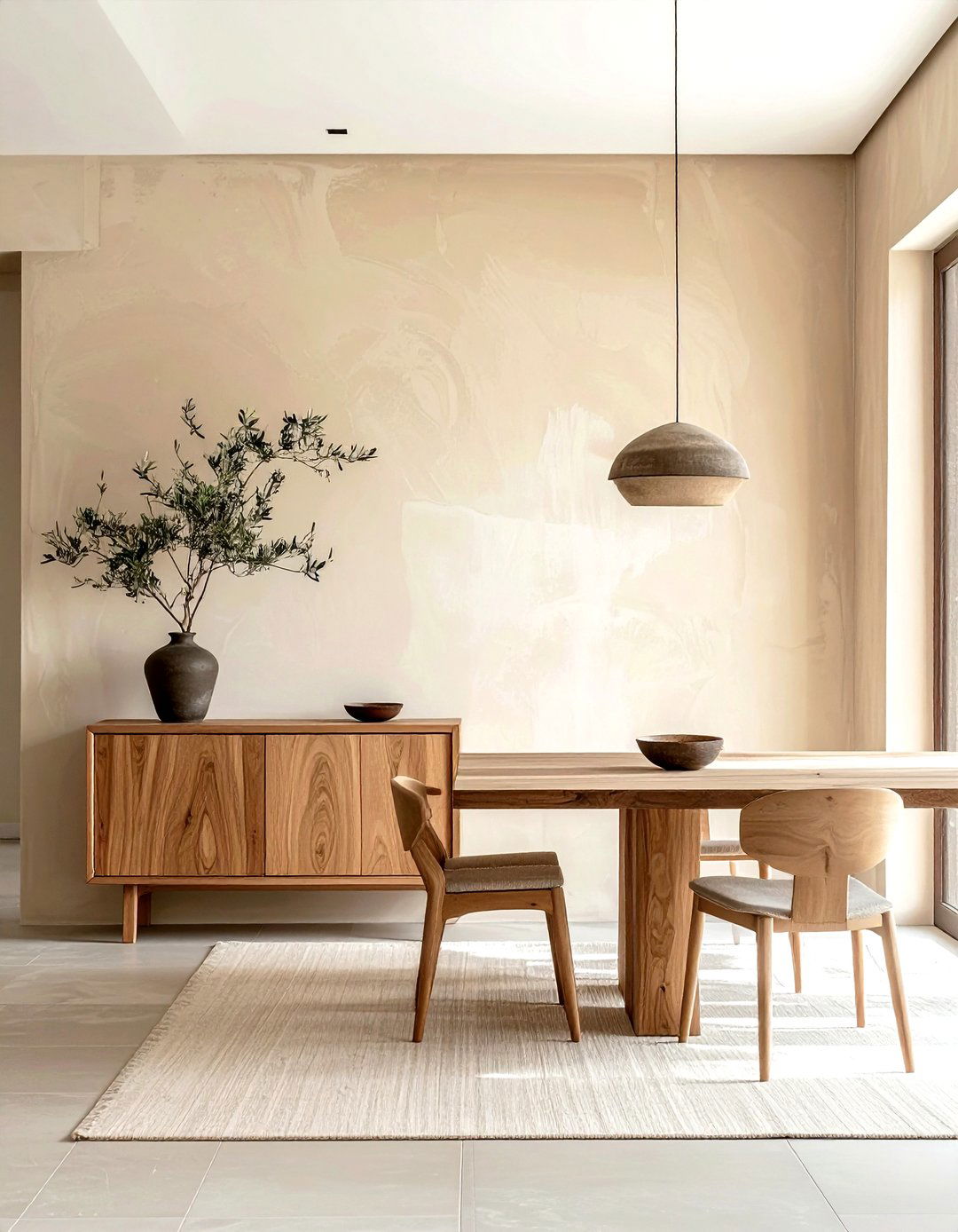 Beige Plaster Wall - 30 warm neutral dining room ideas