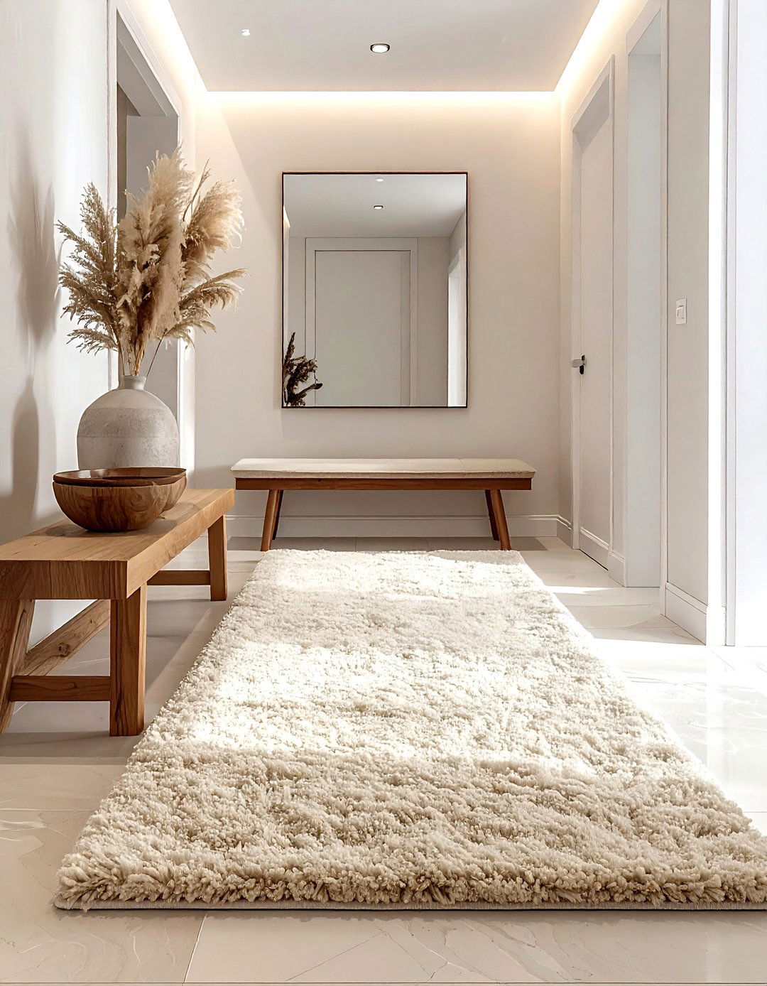 Beige Shag Rug Entryway - 30 shag rug ideas