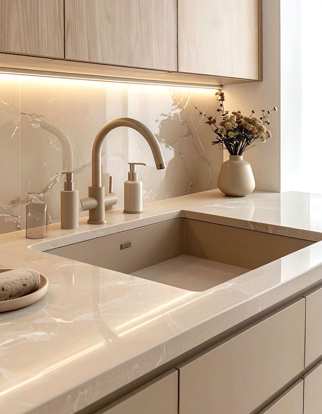Beige Sink Area - 30 beige kitchen decor ideas