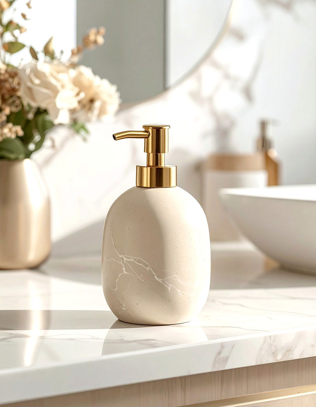 Beige Soap Dispenser - 30 beige bathroom accessories ideas